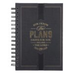 I Know the Plans I Have for You Declares the Lord Black Large Hardcover Wirebound Journal